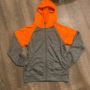 Gray and orange zip up hoodie